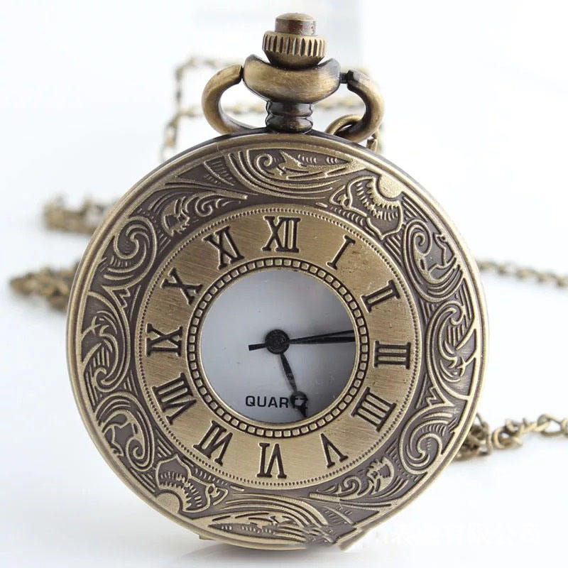 Hot Selling Retro Roman Quartz Pocket Watch Stainless Steel