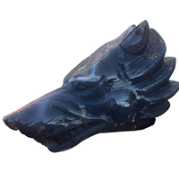 Gros Naturel Sculpté À La Main Agate Quartz Loup Cristal Geode Crânes