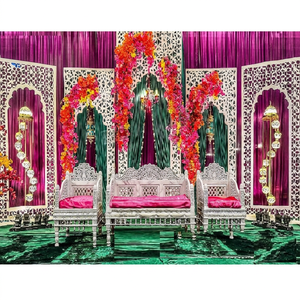 High Quality Customized Color Wedding Metal Screens Arch Style <b>Frames</b> Muslim Walima Stage Mehrab Style Backdrop Metal Panels - Product Image 1