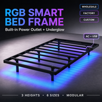 Cadre de lit en fer pour appartement, mobilier d'hôtel OEM, cadre de lit flottant en métal avec éclairage LED