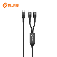 Kabel Cepat 2-in-1 Melinku 1,5 meter 100W dengan Chip E-mark, Kabel Data USB-C 2 in 1 untuk iPhone, Android, Laptop, dan Perjalanan