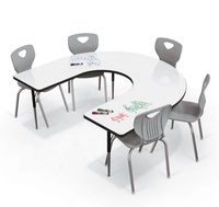 Table et chaises extensibles pour élèves, en forme de croissant, ensemble de bureau et de chaise confortables, pour salle de classe