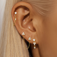 3 Stück Set Diamant Zirkon Clip auf Kette Anhänger Ohr stecker Stern Türkis Quaste Ohrring Set