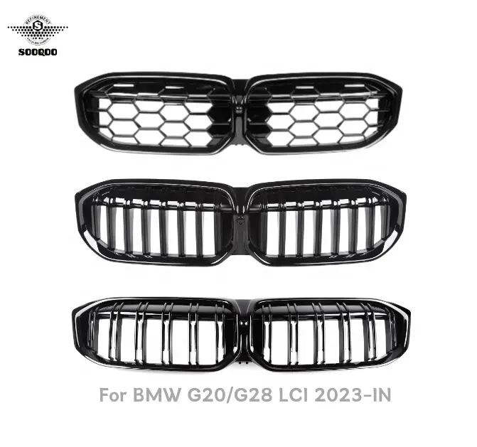 Für BMW G20 G28 LCI Frontgrill Glanz Schwarz Einzel-/Doppel-Frontgrill-Mittel gitter Für BMW 3er 2023-IN