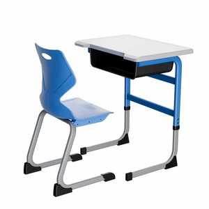 Ensemble bureau et chaise enfant Lin Ying, mobilier scolaire, style moderne minimaliste, table bleu-gris avec rangement pour élèves du primaire - Product Image 4
