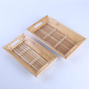 Plateau de service rectangulaire en bambou Ok 275, en bois naturel, pour thé, pain, rangement alimentaire, pains vapeur, plateau de cuisine, style coréen simple - Product Image 2