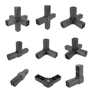 Square tube connector 20mm 25mm 30mm plastic connector 2 way 3 way 90 angle corner straight tube connector joint for aluminium