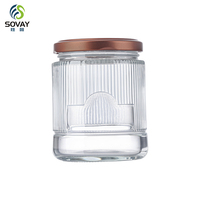 Pot en verre à rayures verticales gaufrées, récipient en verre transparent multi-capacités pour flocons d'avoine, desserts, et coffrets cadeaux alimentaires