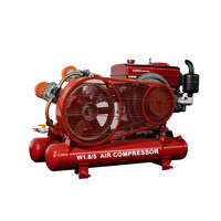 Compresseur d'air à piston diesel W-1.8/5 Compresseur d'air à double réservoir Mini compresseur d'air portable à 3 cylindres pour marteau Jack