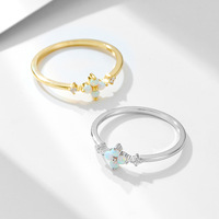 Bague tendance en argent S925 avec opale naturelle, bague ouverte en argent sterling 925 avec feuille d'opale