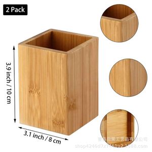 Wooden Pen Holder Square <b>Makeup</b> Brush Storage <b>Box</b> For Home Office Desktop Organization Shandong Made - Product Image 2