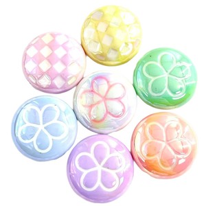 Perles rondes en acrylique 25 mm, motif floral à double face, revêtement UV, accessoires de bijoux, fournitures de perlage DIY - Product Image 4