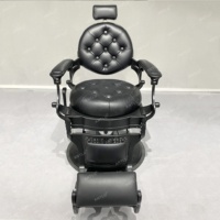 Fauteuil de Barbier Rétro en Métal, Inclinable, Robuste avec Pompe Hydraulique, Vintage pour Homme, SILLÓN DE BARBERÍA