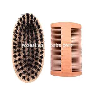 Taglio per <span class=keywords><strong>baffi</strong></span> 100% naturale esfoliante Logo personalizzato di cinghiale setola da uomo in legno spazzola e pettine - Product Image 2