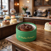 Boîte à gâteau ronde de luxe en carton avec couvercle à effet goutte, logo personnalisé imprimé, emballage en tube de papier pour pâtisserie haut de gamme