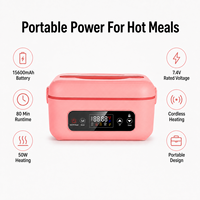 Boîte à lunch chauffante numérique sans fil en acier inoxydable, alimentée par batterie USB, avec fonction de minuterie pour pêcheurs
