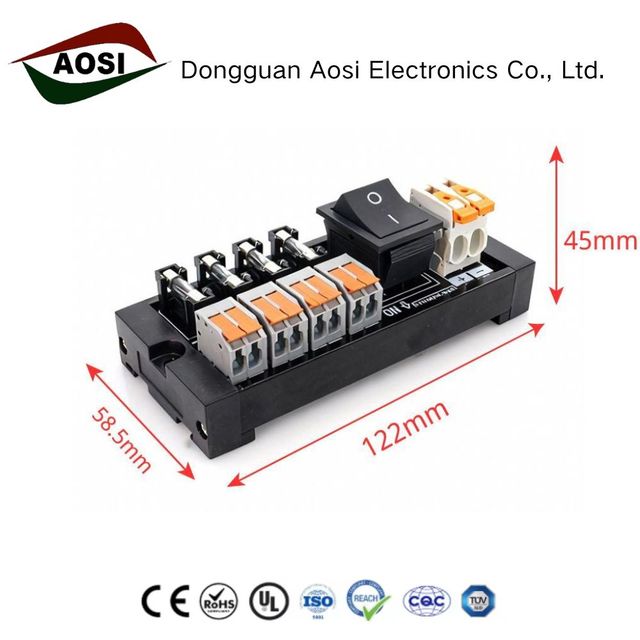 4/6/8/12/16 Channel DC Fuse Distribution Connector Module Monitoring DIN Rail Power Supply Splitter