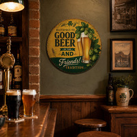 Plaque Métallique Gaufrée Personnalisée Vintage « Blessings Good Beer Friends Hops Pub Bar » – Décoration Murale – Fournisseur Direct d'Usine OEM