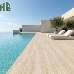 Dalles antidérapantes en travertin beige turc poli pour bordures de <span class=keywords><strong>piscine</strong></span> extérieure et décoration de jardin/patio - Product Image 1