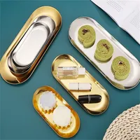 Plateau de rangement cosmétique en acier inoxydable doré S/L pour équipement de nail art, plateau chirurgical dentaire, plat à ongles, outils de manucure