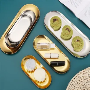 Bandeja de acero inoxidable dorado S/L para equipo de uñas, bandeja de almacenamiento de cosméticos, bandeja quirúrgica dental, plato para uñas, herramientas de manicura - Product Image 3