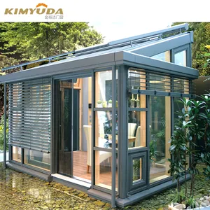 JYD封闭日光室预制铝三角形温室花园住宅/日光室玻璃房子