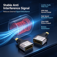 Adaptateur 8K 2.1 mâle vers femelle, connecteur d'extension à angle droit de 90 degrés, coque en aluminium plaqué or pour moniteur d'ordinateur portable