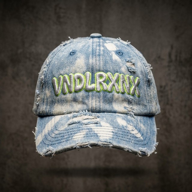 Distressed Denim Baseball Cap 6 Panel Unstructured Dad Hat Retro Washed Style Adjustable Metal Buckle Cap