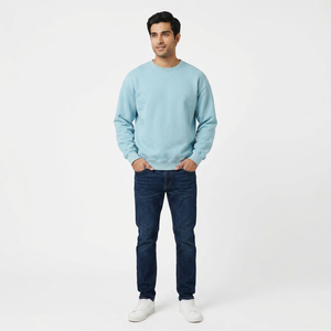 Wholesale Custom Men's Comfortable Long Sleeve Crewneck Sweatshirts 100% Cotton Breathable <b>Thick</b> <b>Fleece</b> Blank Printed Pattern - Product Image 1