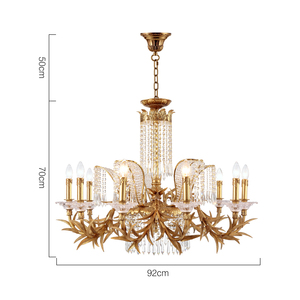Nuevo clásico francés de lujo de latón hojas brazos decoración K9 cristal candelabro de cuentas iluminación de cristal - Product Image 5