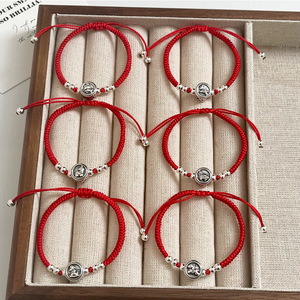 S925 Sterling Silver <b>Bracelet</b> Red <b>Rope</b> Braided Women's Handband Everyday Wear Weaving Style - Product Image 5