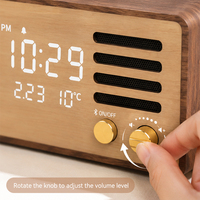 Décoration d'intérieur, horloge numérique LED en bois avec haut-parleur Bluetooth intelligent à commande tactile, température, adaptée aux enfants, pour chambre à coucher, bureau