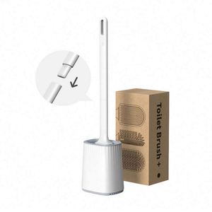 Brosse de toilette détachable double face avec base, fixation murale sans perçage, brosse de nettoyage de toilettes à long manche - Product Image 5
