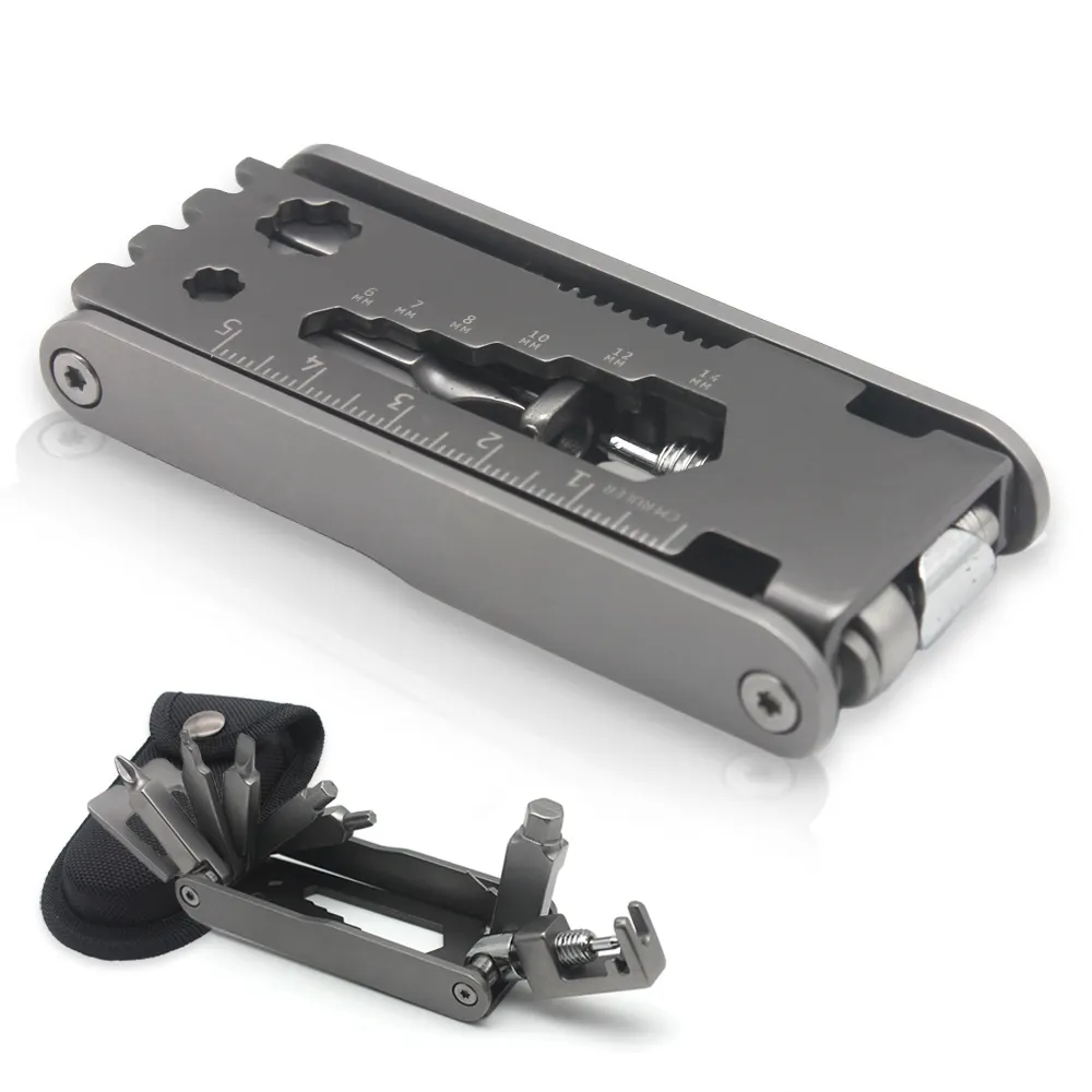 Mini pocket multi-tool steel folding multifunctional bicycle repair tool set