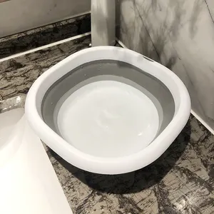 Cubo plegable para lavabo de baño, lavamanos de plástico, plegable, apilable, ahorrador de espacio