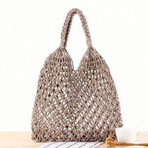 Bolso de Hombro de Color Sólido para Vacaciones en la Playa, Tejido a Mano con Cuerda de Algodón, con Bolsillo de Malla, para Mujer, con GPS, USB y Panel Solar Portátil - Product Image 5