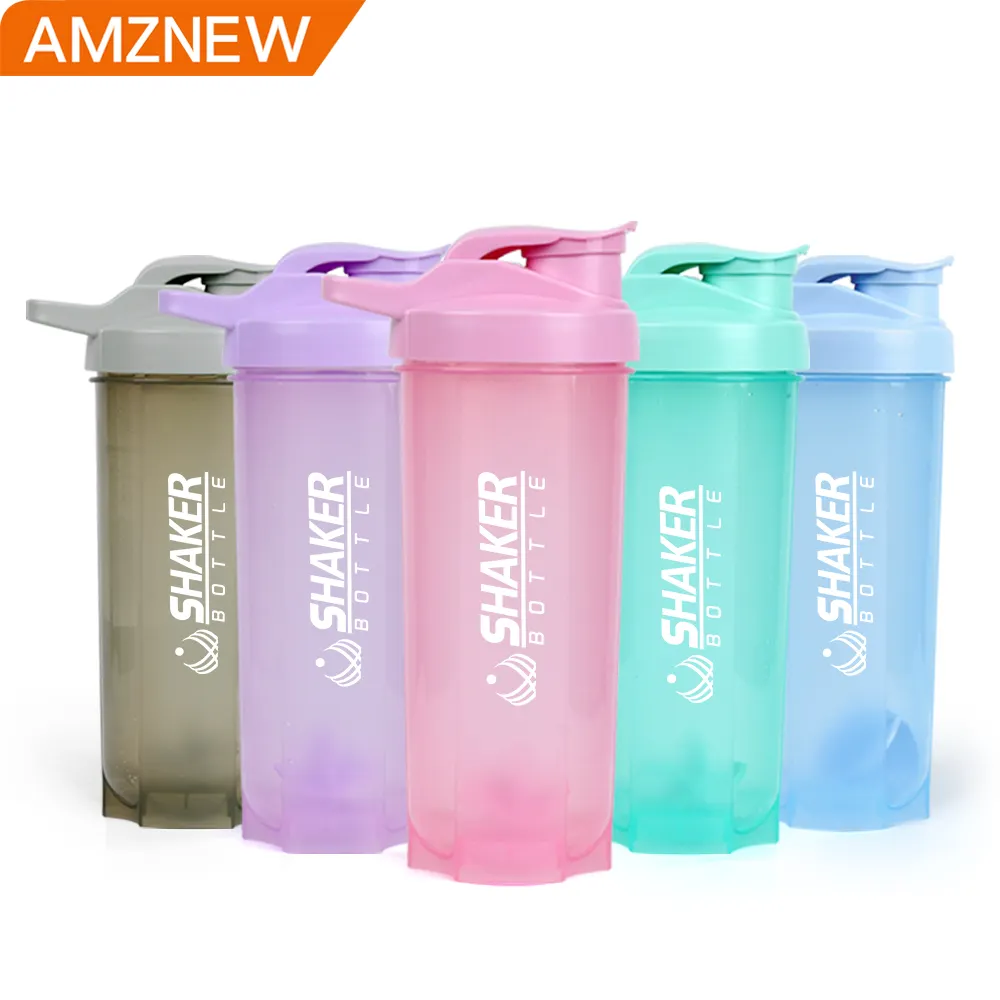 زجاجة ماء ملونة للألعاب الرياضية مع شعار مخصص ، بسعر رائع Amz مع كرة خلط