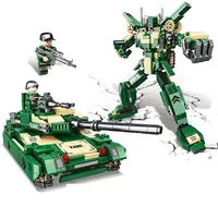 DIY montaj Legous WW2 kaplan tankları yapı taşları deforme Robot uçak tuğla seti eğitici oyuncaklar Boys ve kızlar için