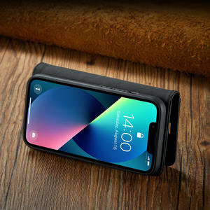 Nouveau haute qualité pour iPhone14Pro Max étui à <span class=keywords><strong>rabat</strong></span> en peau de vache noire pour iPhone11 <span class=keywords><strong>12</strong></span> 13 carte paire aspiration étui de support pliant - Product Image 5