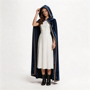 Cape en velours pour Halloween, costume de cosplay de vampire, elfe, reine, cape longue à capuche printemps 2026 - Product Image 3