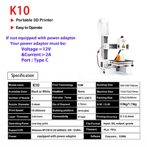 New Portable <b>Mini</b> FDM 3D Printer 100x100x100mm Support PLA/TPU One Key <b>Printing</b> Semi-Automatic Lab Education DIY 1 Year New 3D P - Product Image 4