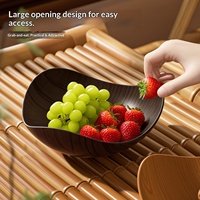Saladier en bois d'ébène épaissi, plateau à fruits triangulaire, écologique, non toxique, luxe léger, rétro, en plastique, pour collations de bureau