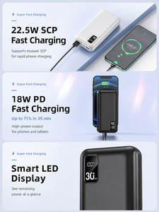 <span class=keywords><strong>Batería</strong></span> <span class=keywords><strong>Externa</strong></span> Portátil HYTO de 30000 mAh, 22.5 W SCP, 18 W PD, Carga Rápida Bidireccional, Triple Salida, con Pantalla LED Digital - Product Image 2