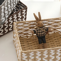 Paniers de rangement multifonctionnels en corde de papier tressée bicolore, design géométrique moderne et minimaliste, carrés/ovales, pour fleurs, vente en gros sur mesure