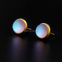 Boucles d'oreilles clous Rosaeflora "Flowing Light" en argent sterling 925 véritable avec pierre de lune artificielle, bijoux fins