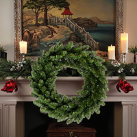 Ensemble de 50 guirlandes et couronnes de Noël en PVC écologique avec lumières LED 40cm 50cm 60cm décorations de pommes de pin et d'arc