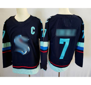 Camiseta de Hockey Estilo <span class=keywords><strong>NHL</strong></span> Personalizada, Roja, Blanca o Azul con Rayas Naranjas, Cuello en V, para Hombres, Mujeres y Jóvenes - Product Image 3