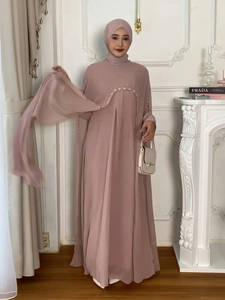 Vestido Abaya Mexizo Primavera Verano, Transpirable, Elegante, <span class=keywords><strong>de</strong></span> Poliéster, con Detalles <span class=keywords><strong>de</strong></span> Cuentas Opulentos, Vestido Largo Modesto y Lujoso para Mujeres Islámicas - Product Image 3