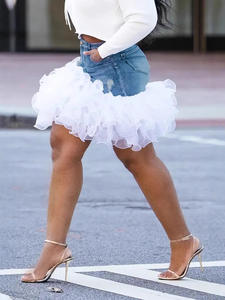 กระโปรงผ้ายีนส์เอวสูงผู้หญิงกระโปรงมินิวินเทจเอวสูงมีกระเป๋าผ้าทูลลำลองสีน้ำเงินขนาดใหญ่พิเศษสำหรับฤดูร้อน - Product Image 5