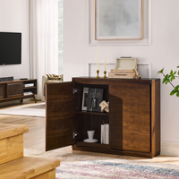 Buffet moderne couleur noyer avec 2 trous pour prises, armoire de rangement pour salon